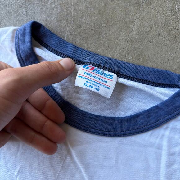 VINTAGE 80S BUDWEISER BUD MAN BEER RINGER T-SHIRT FADED GRAPHIC RETRO MENS XL - Picture 4 of 6